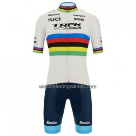 Set Fietsshirt + Korte Koersbroek 2022 Trek Factory Racing XC Wereld Kampioenschap Veelkleurig Wit